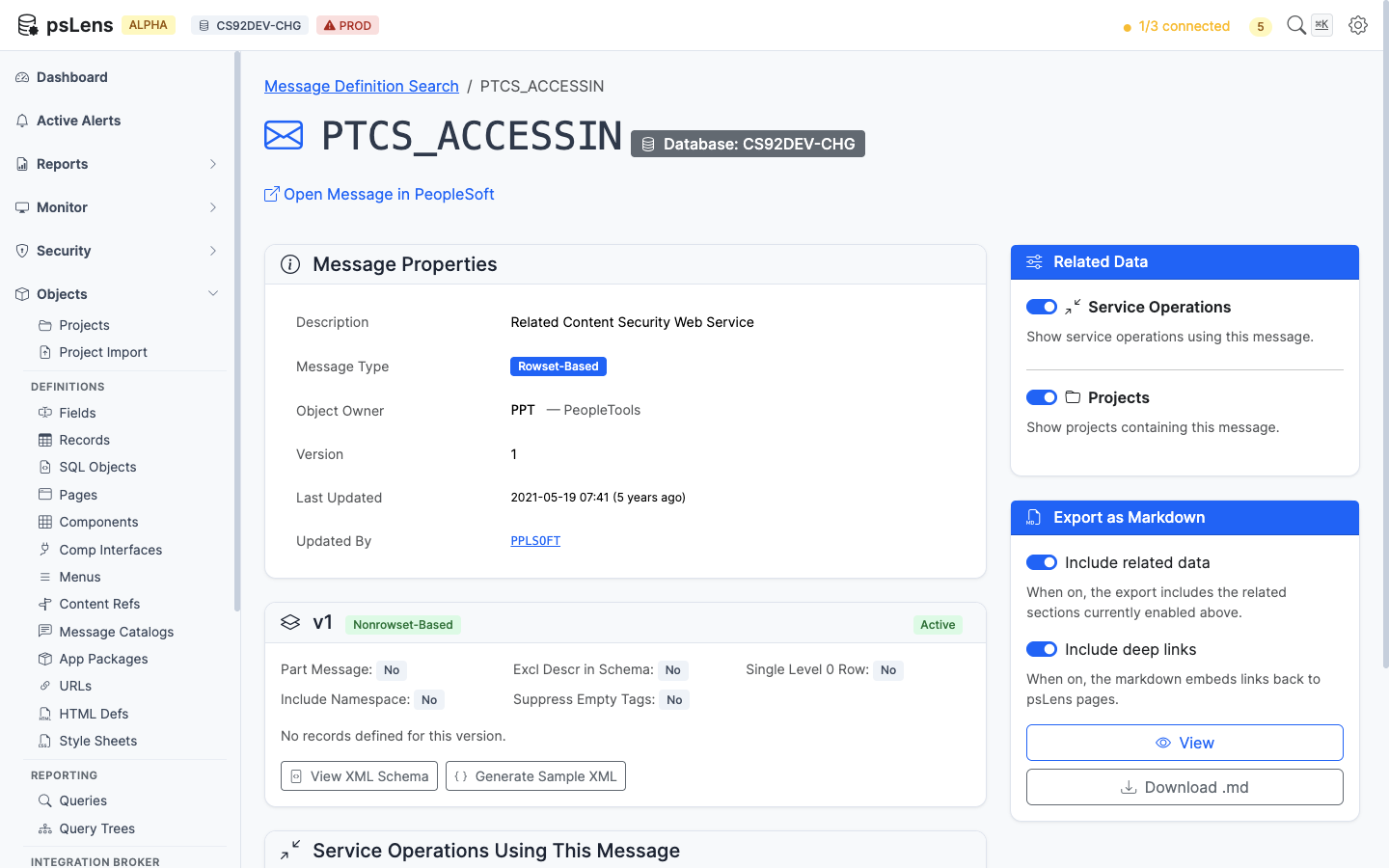 Detail page for PTCS_ACCESSIN message