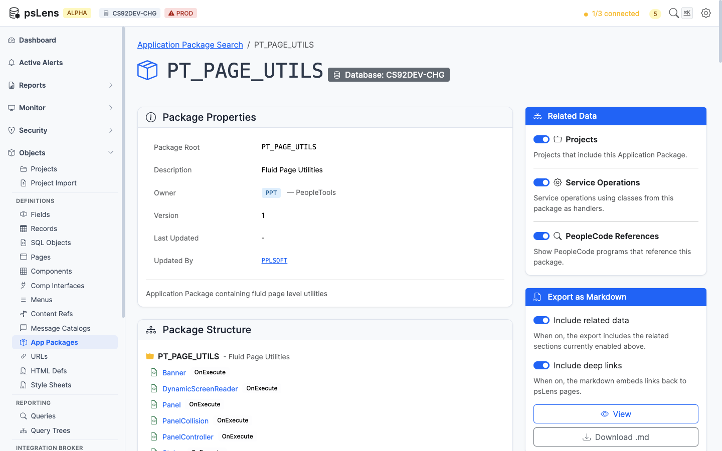 Detail page for PT_PAGE_UTILS app package