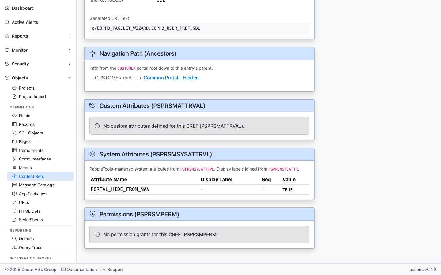 Permissions panel