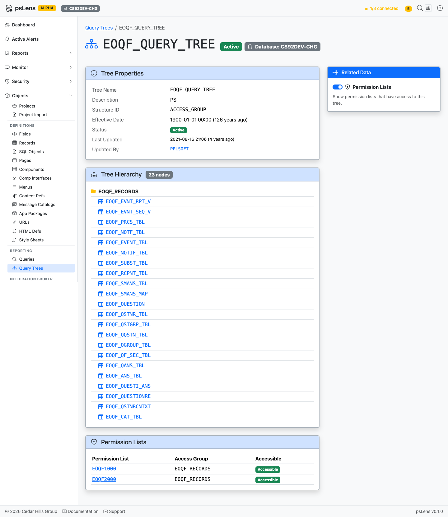 Query Tree detail page with all panels expanded