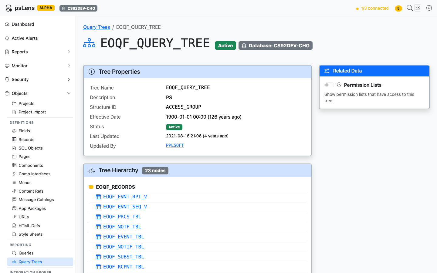 Detail page for EOQF_QUERY_TREE