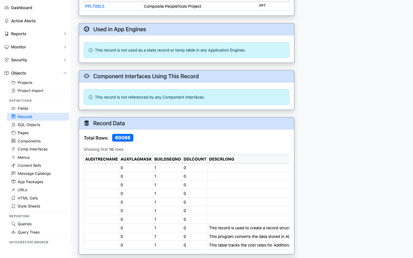 Used in App Engines panel for PSRECDEFN